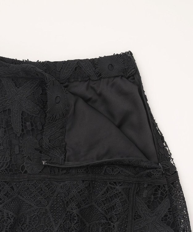 GRACE CONTINENTAL ケミカルレースパッチワークスカート ブラック