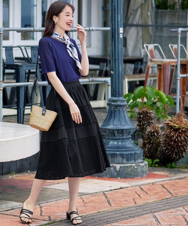 Tiaclasse 【洗える】シアースリーブニットトップス ブルー