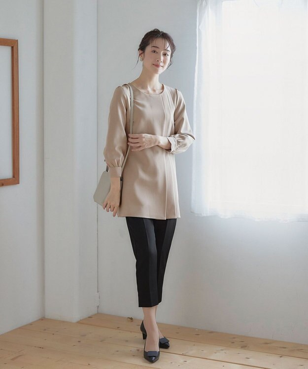 Tiaclasse 【洗える】スリットテーパードパンツ ブラック