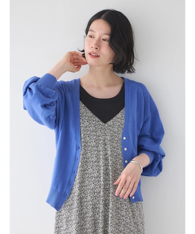 AMERICAN HOLIC 袖ボリュームショートニットカーディガン Blue