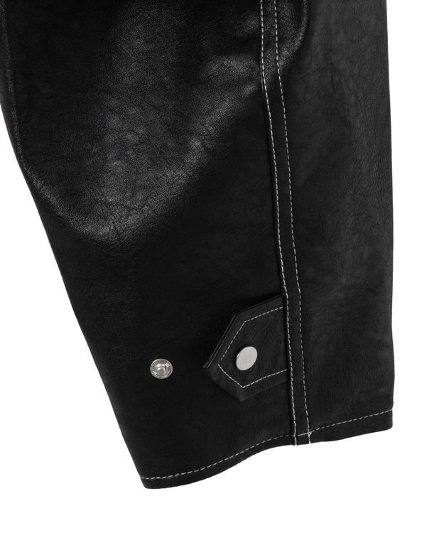 WEGO 配色ステッチWZIPショートブルゾン ブラック