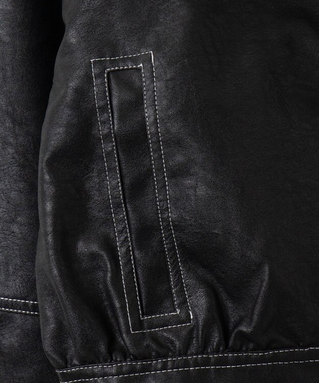 WEGO 配色ステッチWZIPショートブルゾン ブラック