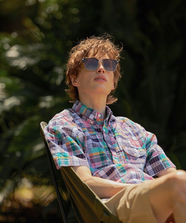 J.PRESS MEN パッチワーク プルオーバーシャツ ピンク系9