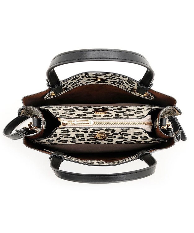 MioFIRANO カジュアルシックレオパードハンドバッグ 2WAY パスケース付き　FIRANO フィラノ BLACK