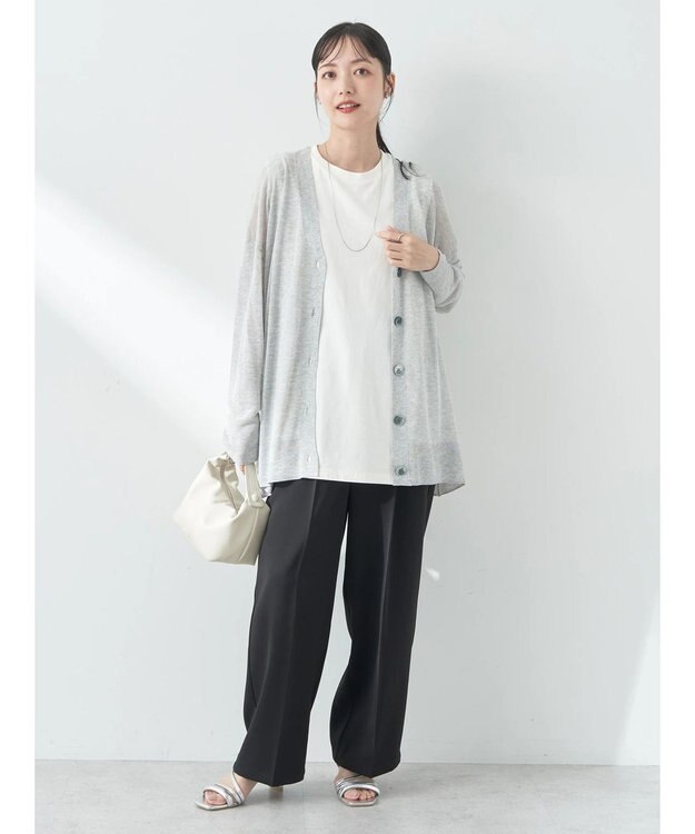 earth music&ecology シアーＢＩＧカーディガン Gray Mixture