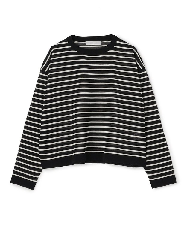 UNFILO シアーフォルムニット ボーダー ブラック×ベージュ