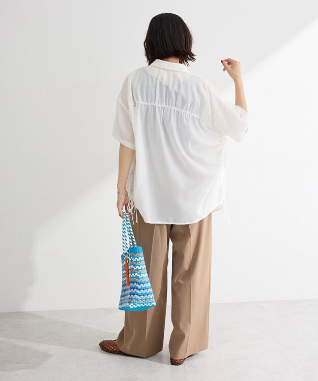 Green Parks シャーリングドロスト５分袖シャツ Off White