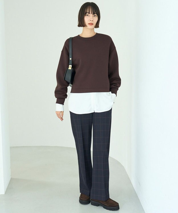 UNFILO 【ウエストゴム/14サイズ展開】beauty warm pants ワイド ウィンドーペン