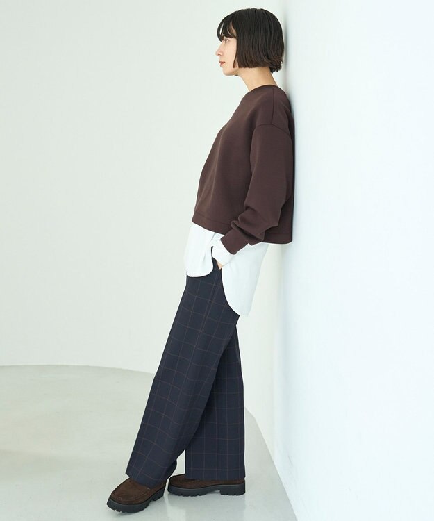 UNFILO 【ウエストゴム/14サイズ展開】beauty warm pants ワイド ウィンドーペン