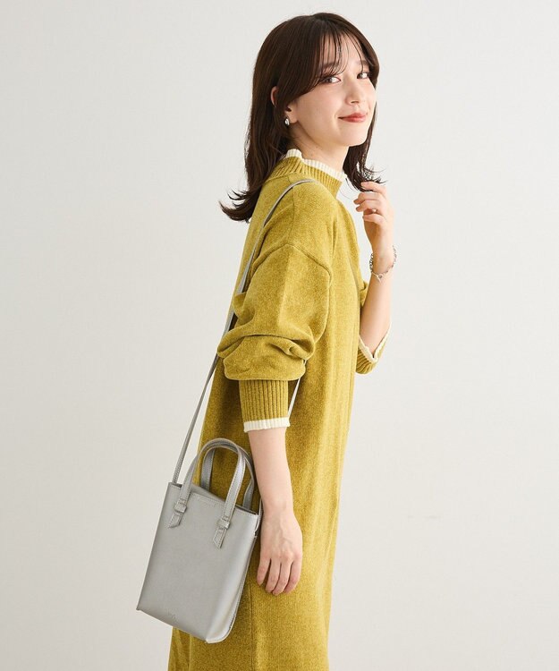 Green Parks 配色リラックスモールニットワンピース Yellow