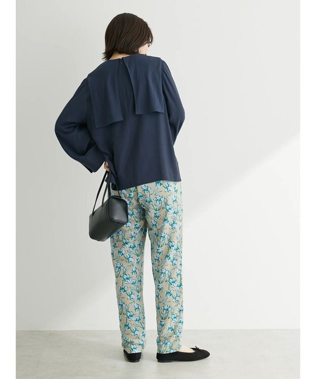 Green Parks Ｂ．レーヨン混スクエアカラーブラウス Navy