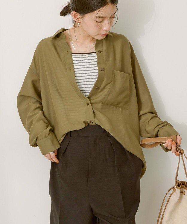 AMERICAN HOLIC シアーボイルオーバーシルエットシャツ Ivory