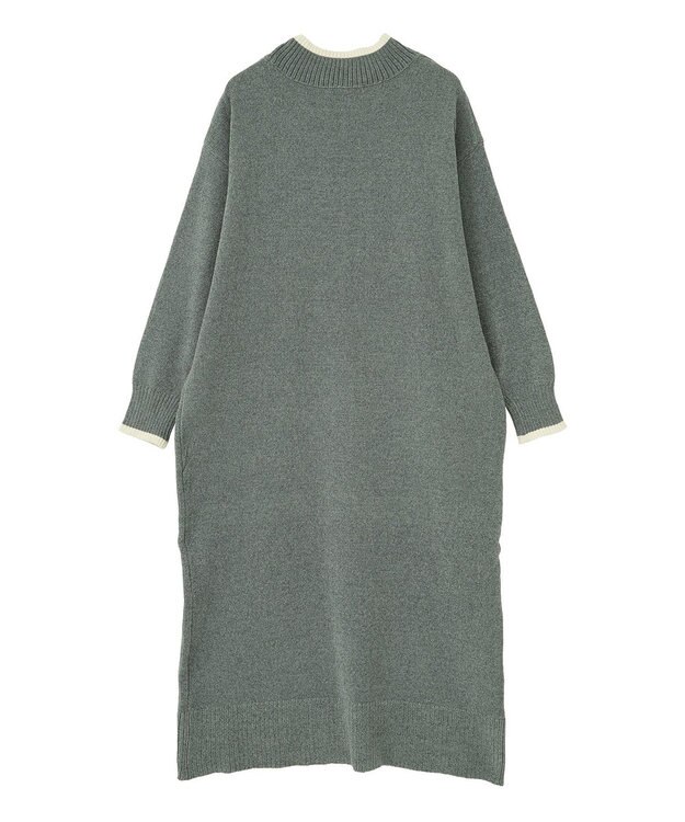 Green Parks 配色リラックスモールニットワンピース Gray