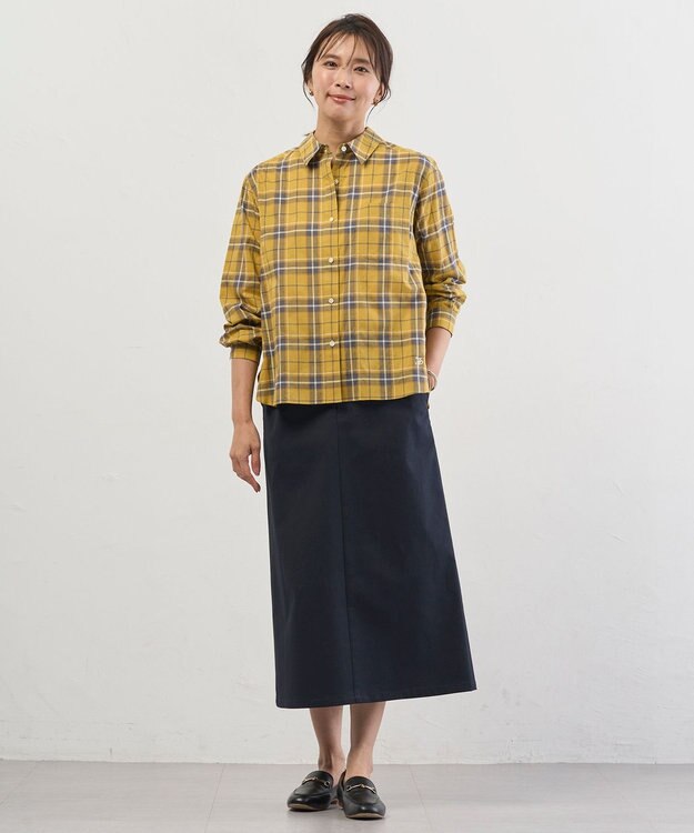 J.PRESS LADIES L チノストレッチ ナロー スカート ネイビー系