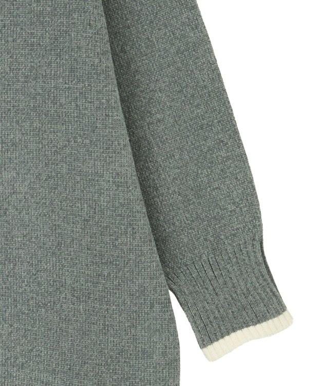 Green Parks 配色リラックスモールニットワンピース Gray