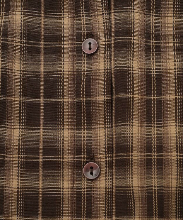 earth music&ecology SET2点チェック柄シャーリングビスチェ＋シャツ Brown