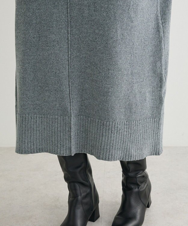 Green Parks 配色リラックスモールニットワンピース Gray