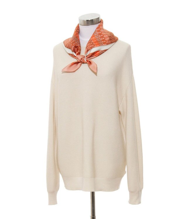 MOONBAT FURLA モノグラム柄シルク100%スカーフ 65×65cm ライトオレンジ