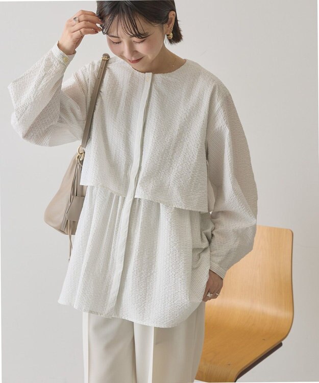 AMERICAN HOLIC サッカーティアードブラウス Stripe