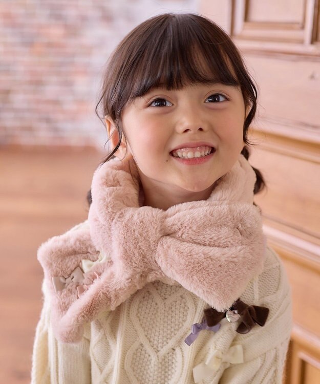 ANY KIDS リボン マフラー ピンク