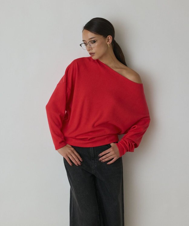 GRACE CONTINENTAL アシメテレコカットトップ レッド