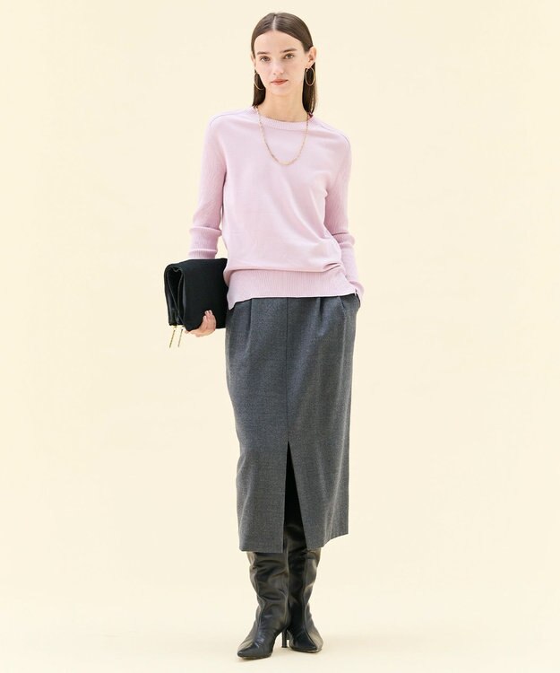 BEIGE， 【VERY NaVY12月号掲載】TERNES / 2タックウールスカート Md.Gray