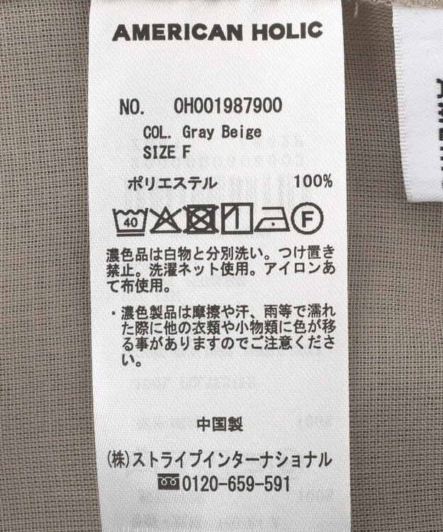 AMERICAN HOLIC シアーフーディーシャツ Gray Beige