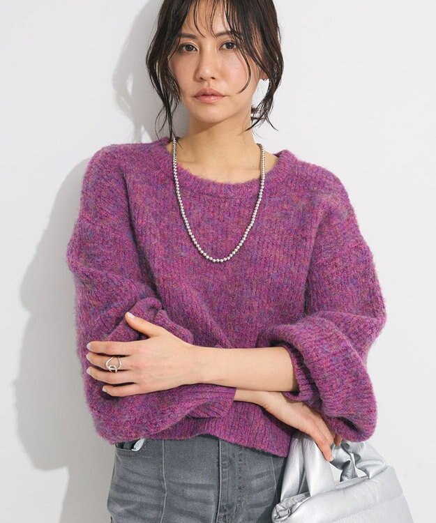 Green Parks ・ＥＬＥＮＣＡＲＥ　ＤＵＥ　ミックスシャギーニット Purple