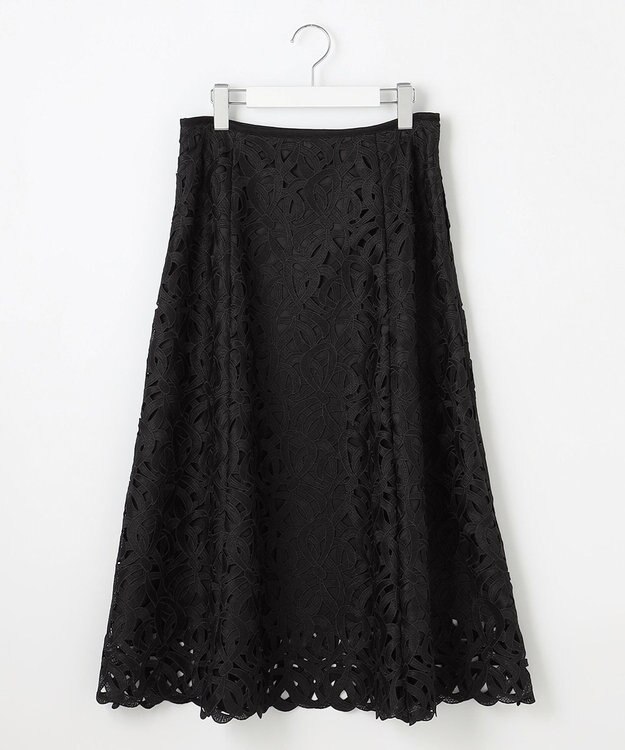 23区 L 【エステータ】ジオメトリックレース スカート ブラック系