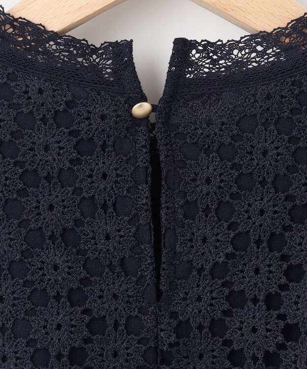 組曲 【WEB限定】フラワーレース 袖フレアトップス ネイビー系