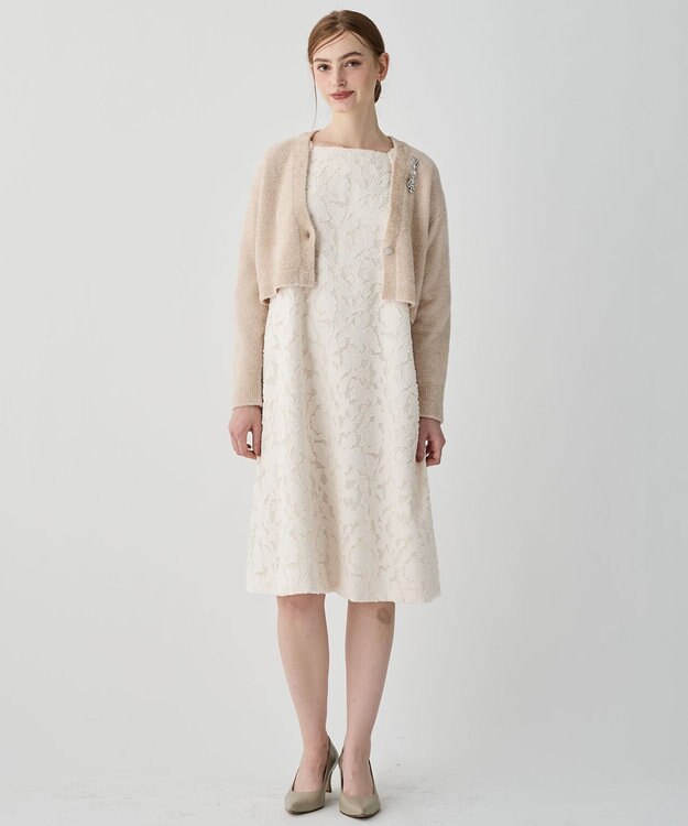 23区 S 【APPLAUDIR】ファンシーボレロ ビジューボタン Vネックカーディガン ベージュ系