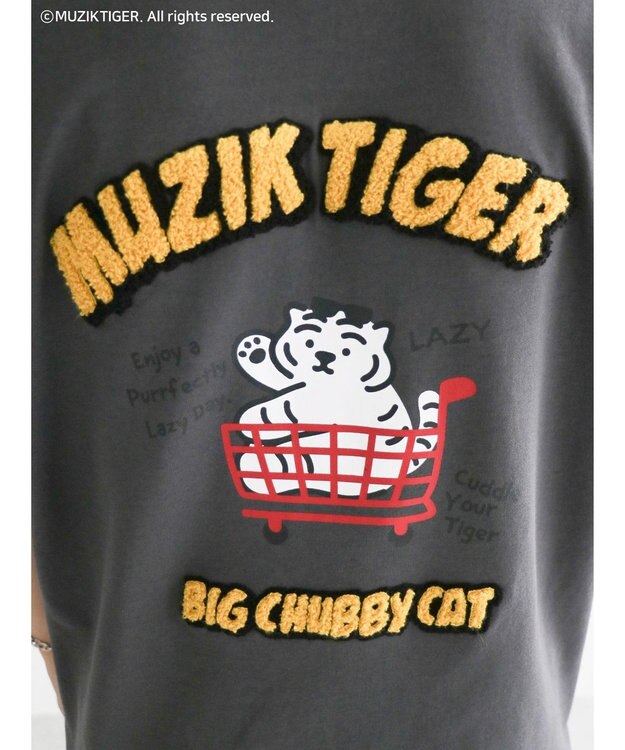 Green Parks ムジークタイガー／バックプリントＴシャツ Charcoal Gray