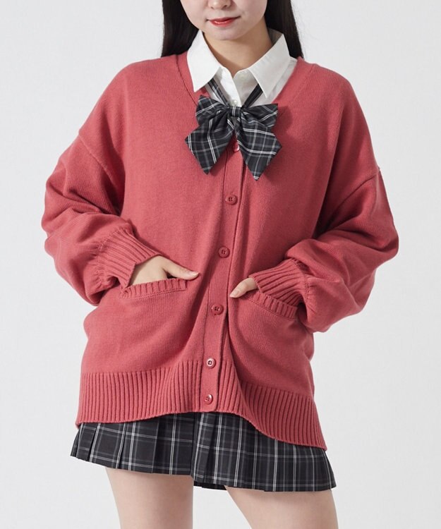 WEGO 【SCHOOL ITEM】ニットカーディガン レッド
