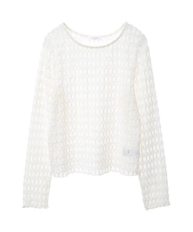 Green Parks クロップドボートネック表面感プルオーバー Ivory