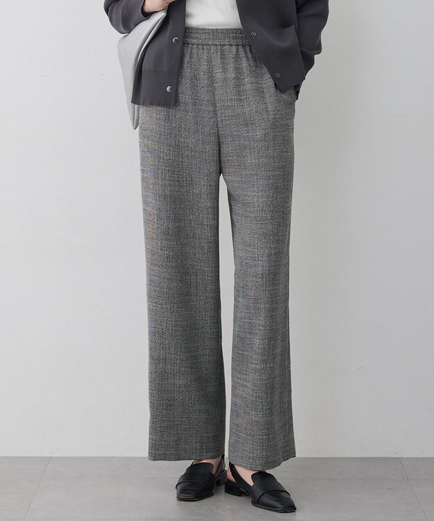 ICB L 【先行予約】ライトスラブツイード ワイドパンツ ブラック×オフホワイトミックス