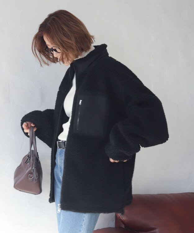 WEGO 【2025年秋冬新作アイテム/ユニセックス着用ITEM/SMLサイズ展開】ボアブルゾン ブラック