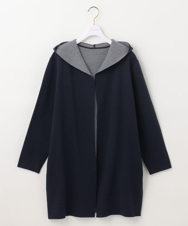 ANY SIS 【2WAY】リバーシブルフーディー アウター ネイビー×グレー