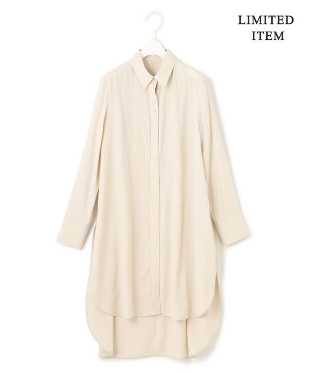 ICB 【WEB限定】 アセテートレーヨン ロングシャツ クリーム系