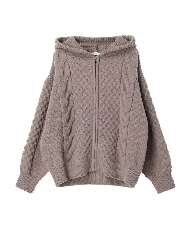 earth music&ecology ケーブルニットパーカー Mocha