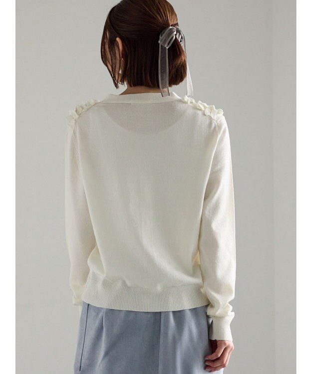 Te chichi フリルVネックカーディガン オフホワイト