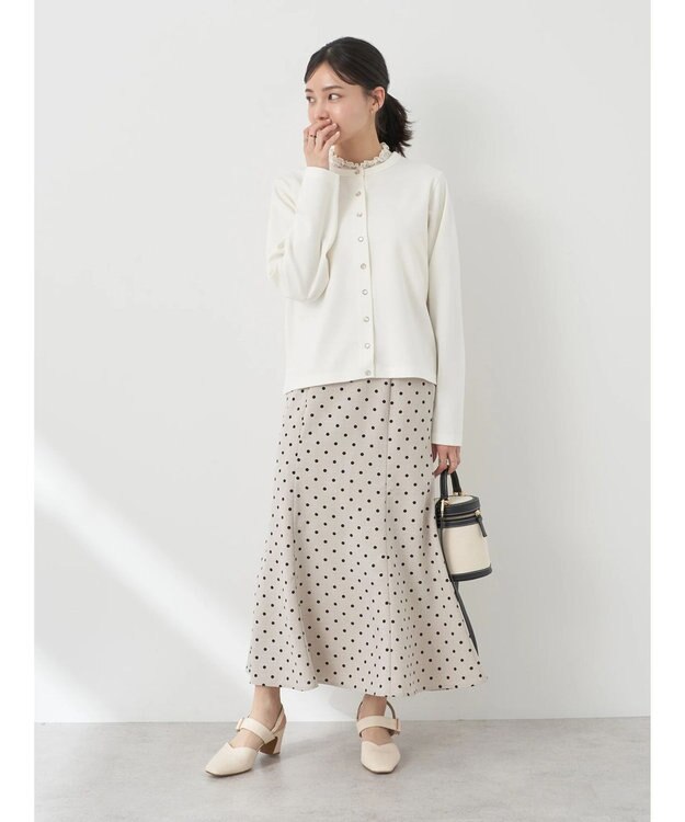 earth music&ecology パールスナップボタンカーディガン Ivory