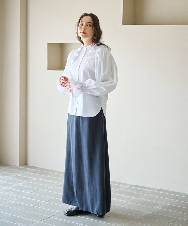 #Newans 【洗濯機可能/シワになりにくい】〈春名亜美さんコラボ〉ショルダーフリルブラウス ホワイト