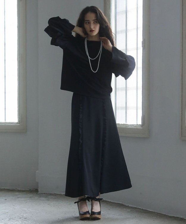 Green Parks ■ＥＳＣＡＲ　フリルスリーブプルオーバー Black