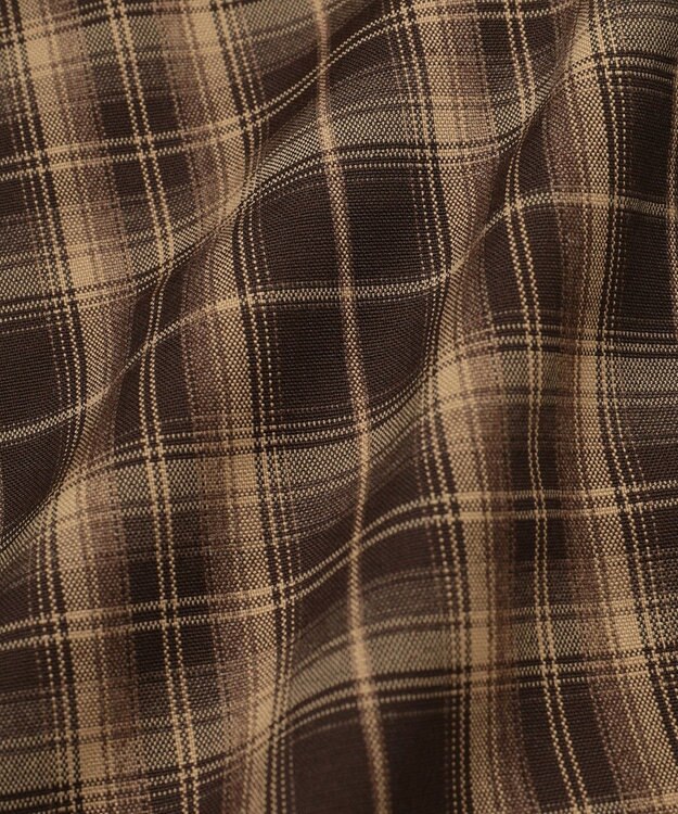 earth music&ecology SET2点チェック柄シャーリングビスチェ＋シャツ Brown