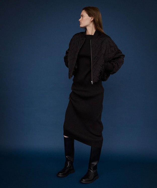 NAVE 【ReNAVE・洗える】スポンディッシュワイドリブワンピース ブラック系