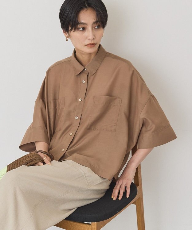 AMERICAN HOLIC 【先行予約】【WEB限定】Wポケットシアー半袖シャツ Beige
