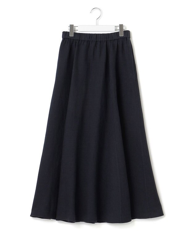 23区 【洗える】LIBECO フレア ロングスカート ネイビー系