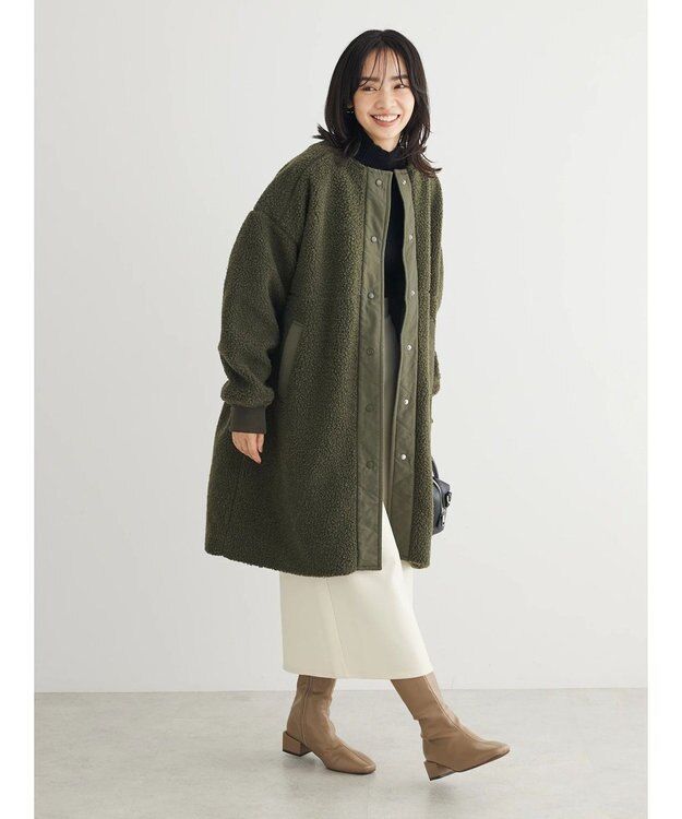 Green Parks ロングボアコート Khaki