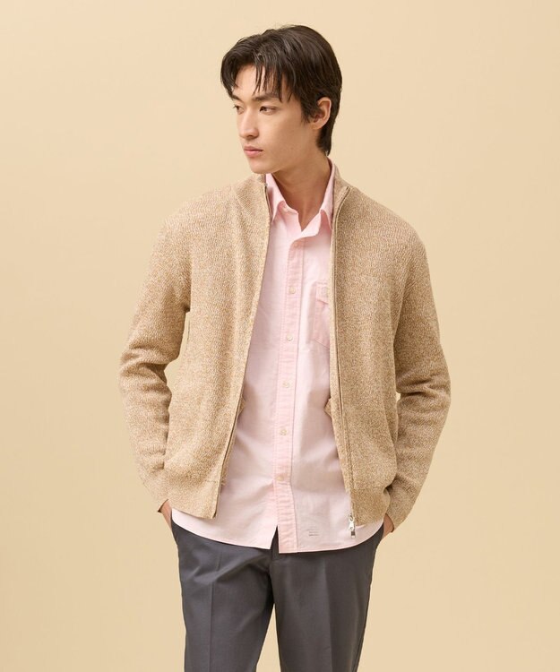 J.PRESS MEN ギマコットンフルジップ カーディガン ベージュ系