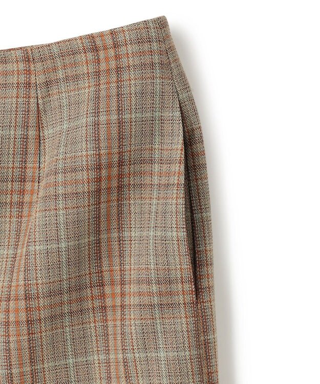 BEIGE， SELMA / チェックウールラッフルスカート Camel × Nude